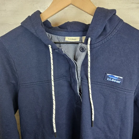 L.L. Bean Womens Hooded Sweatshirt With Button Closure - Picture 3 of 8